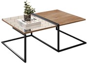 Mesa de Centro com Espelho Pés de Metal 90cm Aurora Marrom/Preto - Home Design - Marrom