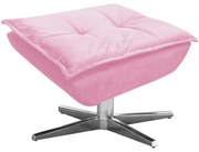 Puff Decorativo Base Giratória Cromada Charger Suede Rosa G19 - Gran Belo