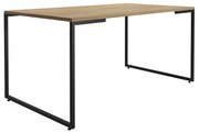 Mesa de Jantar Retangular Porto 160 cm Natural Base Metálica Industrial Preto - D'Rossi