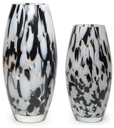 Par de Vasos Oliva G e P Multicor Preto e Branco Murano Cristais Cadoro