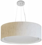 Lustre Pendente Cilíndrico Duplo Md-4125 Cúpula em Tecido 60x25cm Linho Bege - Bivolt