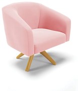 Poltrona Decorativa Giratória MA30 Stella Suede D03 - D'Rossi - Rosa Bebê