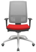 Cadeira Office Brizza Tela Cinza Assento Aero Vermelho Autocompensador Base Aluminio 120cm - 63783 Sun House