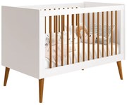 Berço Mini Cama Noah Wood Classic com Kit Pé Retrô Madeira - Branco Fosco - Berço Mini Cama Noah Wood com Pés Retrô Mel - Branco Fosco