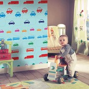 Papel de Parede infantil azul com carros 0.52m x 3.00m