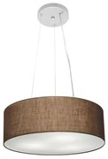 Lustre Pendente Cilíndrico Md-4181 Cúpula em Tecido 40x15cm Café - Bivolt