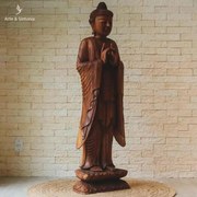 Escultura Buda Zen Entalhado 150cm