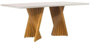 Mesa De Jantar Lugano com Vidro 220x110 Fendi e Amêndoa