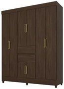 Guarda Roupa Casal 8 Portas 2 Gavetas Munique  D02 Ebano Touch - Mpoze