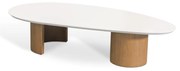 Mesa de Centro Elizze Design Orgânico Tampo Pintura Laca Fosca Base Lâmina Madeira