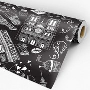 Papel de parede adesivo casual paris preto e branco