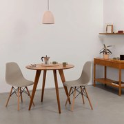 Conjunto Mesa Jantar Square Laminada Redonda Natural - 88cm + 2 Cadeiras Eiffel PP - Bege Acinzentado