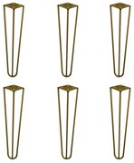 Kit 6 Pés de Metal 30 CM Hairpin Legs Mesa de Canto Rack e Puffs Dourado G41