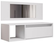 Penteadeira Camarin Suspenso Espelho 1G Nicho Quarto Mayumi 90cm Branco M12 - D'Rossi