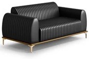 Sofá 180cm 3 Lugares Base Gold Molino D06 PU B-159 Preto - Mpozenato