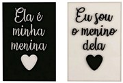 Kit de Quadros 3D Ela é minha menina Eu sou o menino dela 30x20 cm - Preto E Branco