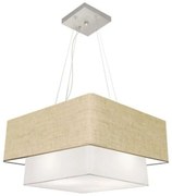 Lustre Pendente Quadrado Rustico Bege e Branco MJ-4344 Para Mesa de Jantar e Estar