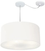 Lustre Pendente Cilíndrico Com Desvio Md-4263 Cúpula em Tecido 55x25cm Branco - Bivolt