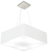 Lustre Pendente Quadrado Md-4137 Cúpula em Tecido 15/70x70cm Branco - Bivolt