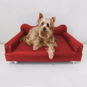 Cama Sofá Pet Meg Para Cães E Gatos Elegante e confortável Courino Vermelho