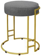 Puff Dara Linho Base Industrial Dourado - D'Rossi - Grafite