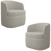 Kit 2 Poltronas Giratória Decorativa para Sala Dandara K04 Bouclê Bege