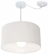 Lustre Pendente Cilíndrico Com Desvio Md-4231 Cúpula em Tecido 50x30cm Branco - Bivolt