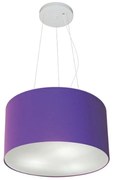 Lustre Pendente Cilíndrico Md-4009 Cúpula em Tecido 40x21cm Roxo - Bivolt