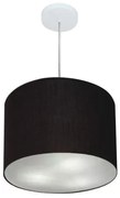 Lustre Pendente Cilíndrico Md-4212 Cúpula em Tecido 40x30cm Preto - Bivolt