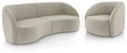 Sofá 4 Lugares Orgânico 318cm e Poltrona Zion Z32 Veludo Bege - Mpozen