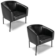 Poltrona Decorativa Pé de Ferro Preto Kit 2 Stella Sintético PU D03 - D'Rossi - Preto