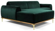 Sofá 4 Lugares Bipartido com Chaise Lado Direito Base de Madeira Euro 265 cm Veludo Verde G15 - Gran Belo