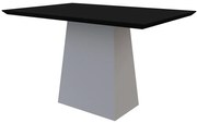 Mesa de Jantar Retangular Tampo com Vidro Ester 120 cm Preto Base Off White - D'Rossi