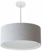 Lustre Pendente Cilíndrico Duplo Md-4294 Cúpula em Tecido 50x25cm Rustico Cinza - Bivolt