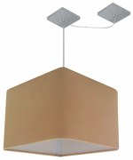 Lustre Pendente Quadrado Com Desvio Md-4269 Cúpula em Tecido 30/40x40cm Palha - Bivolt