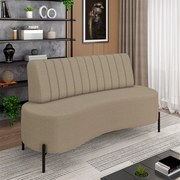 Sofá Living Decorativo 2 Lugares 1,35M Katara Pés de Ferro Bouclê Bege G33 - Gran Belo