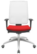 Cadeira Office Brizza Tela Branca Assento Aero Vermelho Autocompensador Base Aluminio 120cm - 63790 Sun House