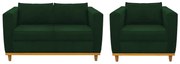 Kit Sofá 2 Lugares e Poltrona Europa Suede Verde ADJ Decor