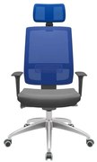 Cadeira Office Brizza Tela Azul Com Encosto Assento Facto Dunas Cinza Autocompensador 126cm - 63138 Sun House