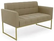 Sofá Namoradeira Base Industrial Dourado Ana Suede Marrom RT - Ibiza