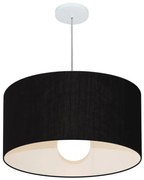 Lustre Pendente Cilíndrico Md-4207 Cúpula em Tecido 55x25cm Preto - Bivolt