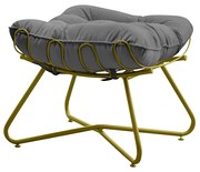 Puff Decorativo Sala de Estar Caim Base de Ferro Dourado Suede Cinza G41 - Gran Belo