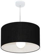 Lustre Pendente Cilíndrico Md-4205 Cúpula em Tecido 45x30cm Preto - Bivolt