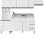 Cozinha Modulada 5 Peças Balcão com Pia 160cm Andréia Branco - AJL Móv