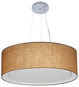 Lustre Pendente Cilíndrico Duplo Md-4125 Cúpula em Tecido 60x25cm Palha - Bivolt