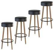 Kit 04 Banquetas Industrial Dani Corano Preto - D'Rossi
