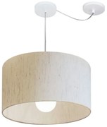 Lustre Pendente Cilíndrico Com Desvio de Centro Vivare Md-4229 Cúpula em Tecido 45x30cm - Bivolt