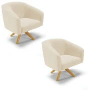 Poltrona Decorativa Giratória MA30 Kit 2 Stella Linho D03 - D'Rossi - A19 Bege