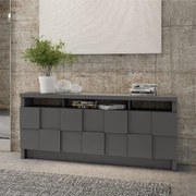 Buffet Balcão Aparador 100% Mdf 3d 2 Portas 2 Gavetas Tb282 Luxo Grafite Dalla Costa