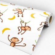 Papel de parede adesivo infantil animal macacos